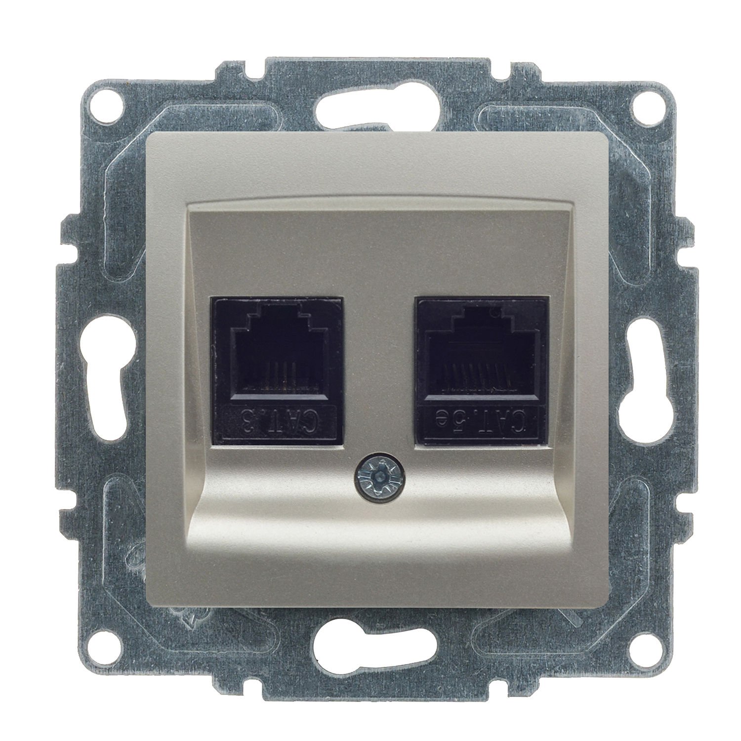 Günsan Visage Metalik Bej Data + Nümeris Telefon Prizi (RJ45 Cat5E + Cat3)