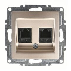 Günsan Visage Metalik Bej Data + Nümeris Telefon Prizi (RJ45 Cat6 + Cat3)