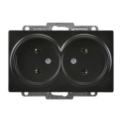 Günsan Visage Metalik Siyah İkili Priz- 16A 250V - Vidalı